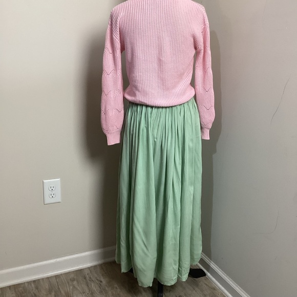 .103 Dimanche Women’s Mint Green Maxi Skirt Gartered Waistband - Picture 4 of 4